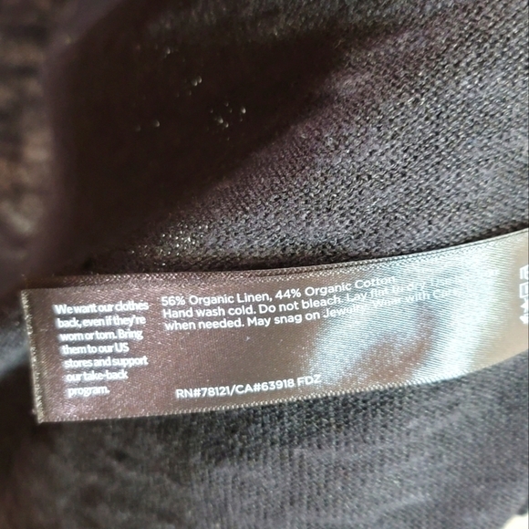 EILEEN FISHER ORGANIC LINEN BLACK OPEN FRONT CARDIGAN, SZ PETITE MEDIUM - Picture 6 of 15